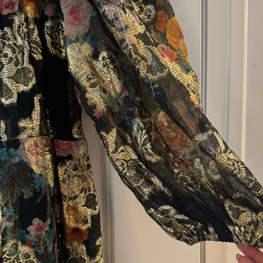 HEMANT & NANDITA Multicolor Rafa Short Floral Long Sleeve Dress - Picture 10 of 11